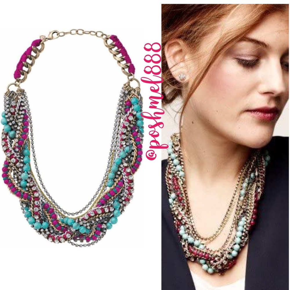Stella & Dot | Vivid Bamboleo Rhinestone+Handwoven Cupchain Statement Ne…